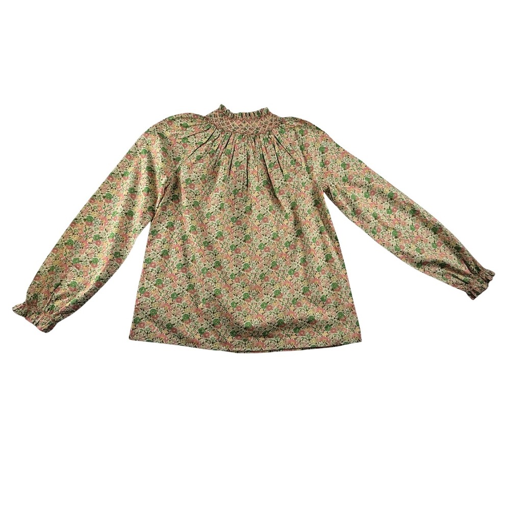 Bonpoint Liberty Floral Smocked Blouse Girls Size 14A Petal Embroidered Cotton - Picture 4 of 14
